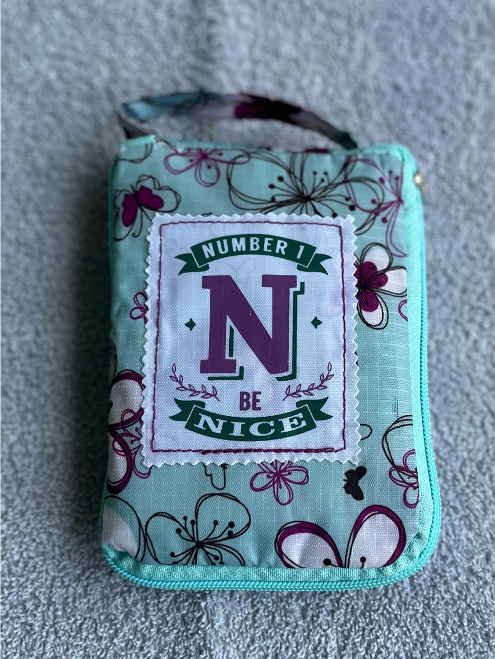 Mint Floral 'Be Nice' Wristlet Pouch
